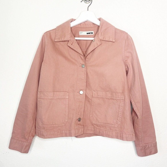 Topshop Jackets & Blazers - TopShop Moto Dusty Rose Denim Jacket 2